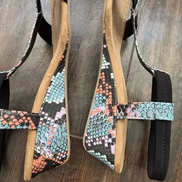 Alfani Vacanzaa Step N Flex Snakeskin Wedge Sandals Black Multi 10M NWOT - Picture 13 of 14